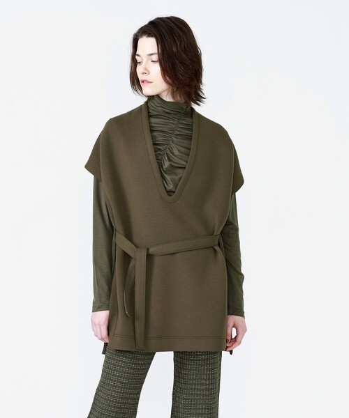 LOVELESS(ラブレス)の「ディープVネック オーバーベスト(ベスト・レディース・ブラック/グリーン・36)」の1枚目の写真