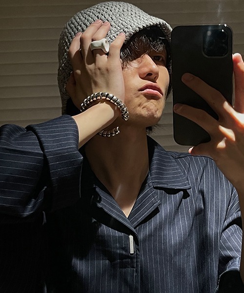 MASONPRINCE(メイソンプリンス)の「【MASONPRINCE】Oversized open collar striped shirt CS2085(シャツ/ブラウス・メンズ・ダークネイビー・S/L/M)」の9枚目の写真