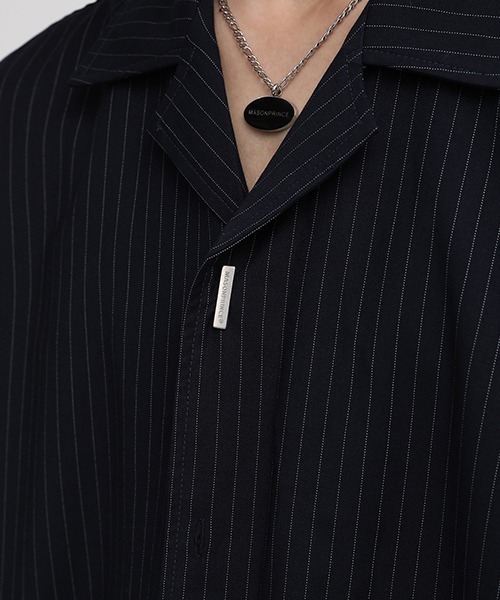MASONPRINCE(メイソンプリンス)の「【MASONPRINCE】Oversized open collar striped shirt CS2085(シャツ/ブラウス・メンズ・ダークネイビー・S/L/M)」の7枚目の写真