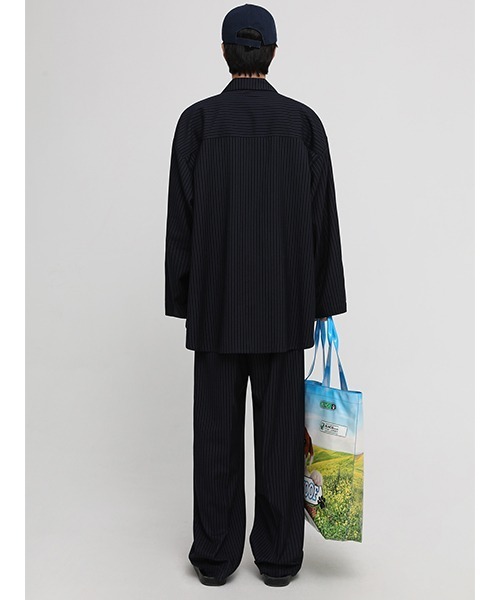 MASONPRINCE(メイソンプリンス)の「【MASONPRINCE】Oversized open collar striped shirt CS2085(シャツ/ブラウス・メンズ・ダークネイビー・S/L/M)」の6枚目の写真