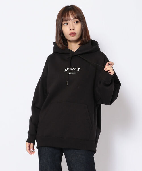 AVIREX MILKFED コラボ パーカー ベージュ ワッペン【美品】 MILKFED.（ミルクフェド）の「【AVIREX × MILKFED.】プルオーバー