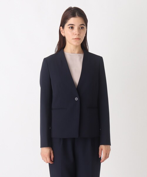 OPAQUE.CLIP（オペークドットクリップ）の「◆デレガントダブルクロス ノーカラージャケット【WEB限定サイズ】（スーツジャケット・レディース・ベージュ/ネイビー・40/38/42）」の6枚目の写真