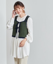 リボンニットビスチェ+ティアードブラウス アンサンブル