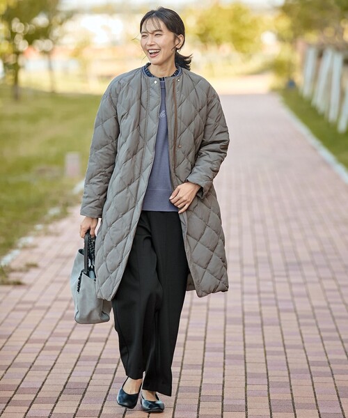 美品　anuans ヨーロピアンキルティング ダウンコート ロング アニュアンス anuans ヨーロピアンキルティングダウンコート （BROWN