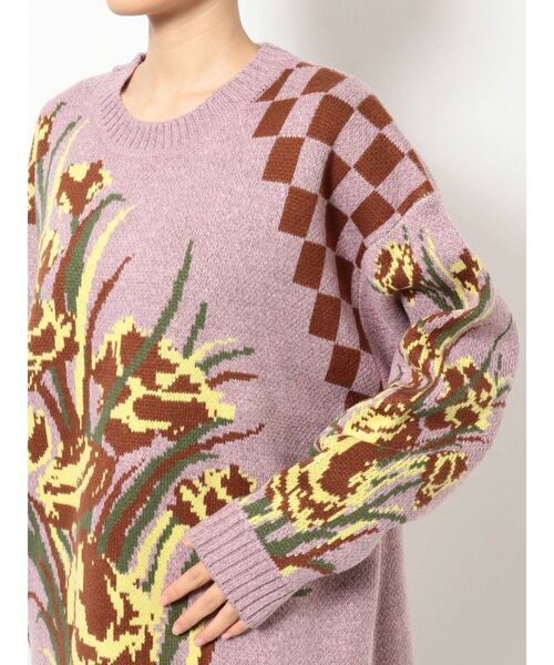 jouetie（ジュエティ）の「チェッカーフラワージャガードニット（ニット/セーター・レディース・ブラック/ピンク/アイボリー・MEDIUM）」の13枚目の写真