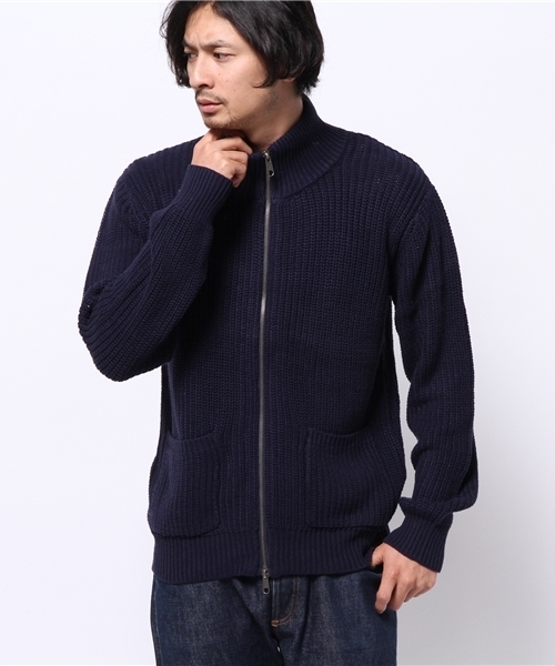 OUTLET（アウトレット）の「【WHO'S WHO gallery】POPスタンドZIPカーデ（カーディガン/ボレロ・メンズ・グレー/アイボリー/マスタード/ネイビー・LARGE/MEDIUM）」の3枚目の写真