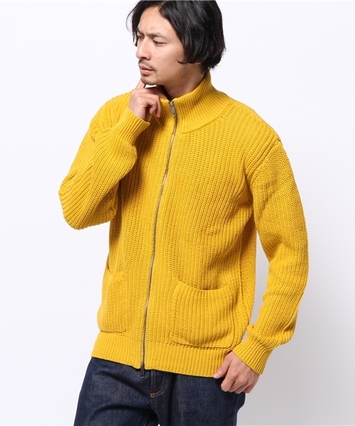 OUTLET（アウトレット）の「【WHO'S WHO gallery】POPスタンドZIPカーデ（カーディガン/ボレロ・メンズ・グレー/アイボリー/マスタード/ネイビー・LARGE/MEDIUM）」の4枚目の写真