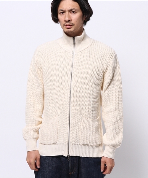 OUTLET（アウトレット）の「【WHO'S WHO gallery】POPスタンドZIPカーデ（カーディガン/ボレロ・メンズ・グレー/アイボリー/マスタード/ネイビー・LARGE/MEDIUM）」の11枚目の写真