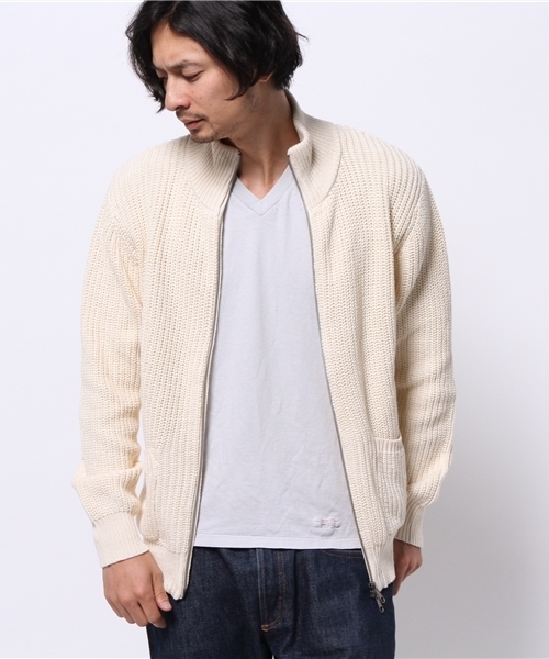 OUTLET（アウトレット）の「【WHO'S WHO gallery】POPスタンドZIPカーデ（カーディガン/ボレロ・メンズ・グレー/アイボリー/マスタード/ネイビー・LARGE/MEDIUM）」の14枚目の写真