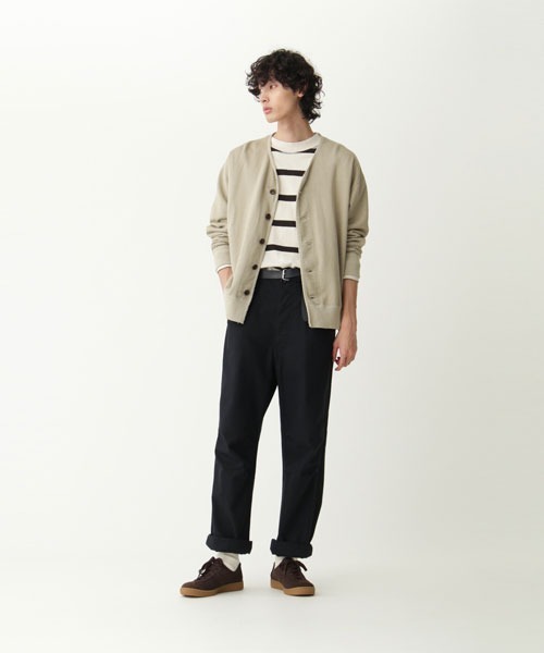 MHL ドライコットンリネン ループバックカーディガン チャコールグレー M MHL ドライコットンリネン ループバックカーディガン