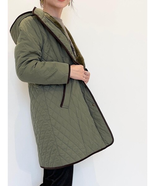 SHOO・LA・RUE（シューラルー）の「◆蓄熱保温中綿入りダイヤ柄ライトキルトコート（その他アウター・レディース・ベージュ/ブラック系7/ネイビー系3/こしょう色系5/グレー系3/オリーブ系3・02/03/04/05）」の10枚目の写真