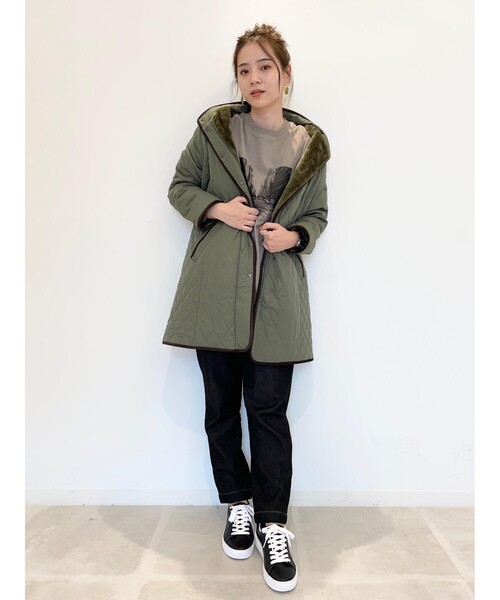 SHOO・LA・RUE（シューラルー）の「◆蓄熱保温中綿入りダイヤ柄ライトキルトコート（その他アウター・レディース・ベージュ/ブラック系7/ネイビー系3/こしょう色系5/グレー系3/オリーブ系3・02/03/04/05）」の7枚目の写真