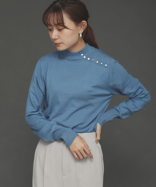 SENSE OF PLACE by URBAN RESEARCH（センスオブプレイスバイアーバンリサーチ）の「ストレッチボタンディテールセーター（ニット/セーター・レディース・ブラック/アイボリー/ライトブルー/ホワイト系その他・ONE）」の22枚目の写真