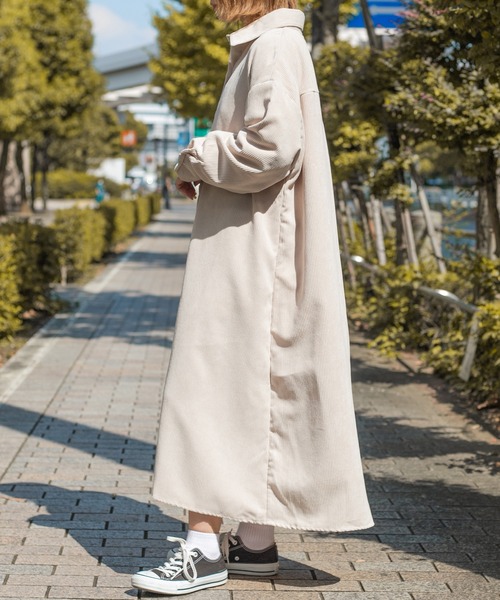 PairPair（ペアペア）の「コーデュロイシャツワンピース（ワンピース・レディース・グレイッシュブルー/ブラウン/アイボリー・FREE）」の6枚目の写真
