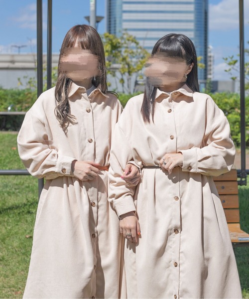 PairPair（ペアペア）の「コーデュロイシャツワンピース（ワンピース・レディース・グレイッシュブルー/ブラウン/アイボリー・FREE）」の18枚目の写真