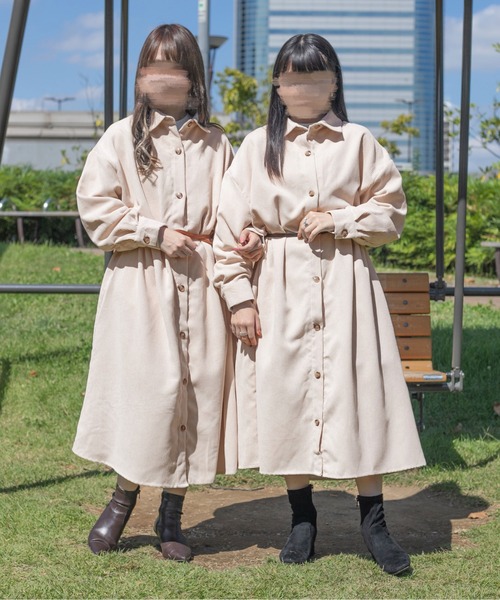 PairPair（ペアペア）の「コーデュロイシャツワンピース（ワンピース・レディース・グレイッシュブルー/ブラウン/アイボリー・FREE）」の22枚目の写真