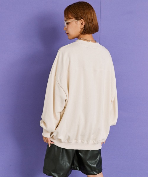 byYOUANCE（バイユアンス）の「ダメージグラフィックスウェット（スウェット・レディース・オートミール/アイボリー/グリーン/スミクロ/ピンク/サックスブルー/ブラック・FREE）」の12枚目の写真