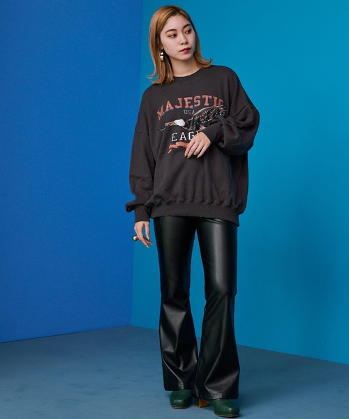 byYOUANCE（バイユアンス）の「ダメージグラフィックスウェット（スウェット・レディース・オートミール/アイボリー/グリーン/スミクロ/ピンク/サックスブルー/ブラック・FREE）」の15枚目の写真