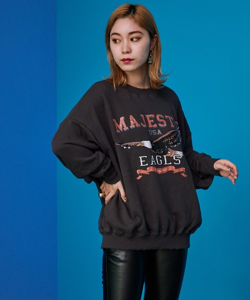 byYOUANCE（バイユアンス）の「ダメージグラフィックスウェット（スウェット・レディース・オートミール/アイボリー/グリーン/スミクロ/ピンク/サックスブルー/ブラック・FREE）」の17枚目の写真