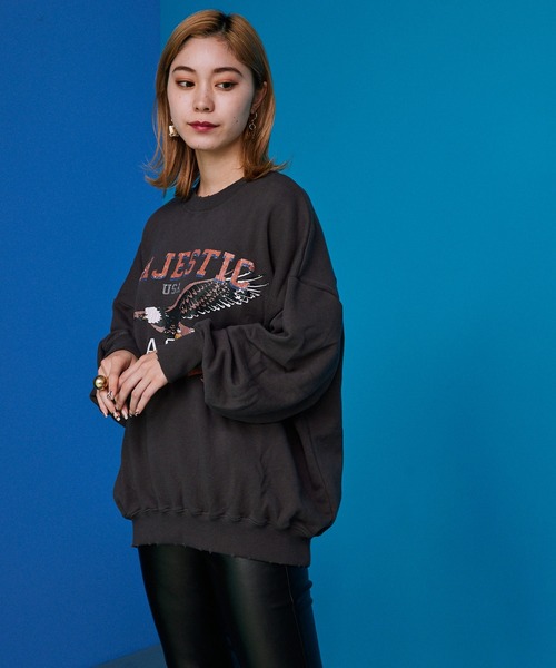 byYOUANCE（バイユアンス）の「ダメージグラフィックスウェット（スウェット・レディース・オートミール/アイボリー/グリーン/スミクロ/ピンク/サックスブルー/ブラック・FREE）」の18枚目の写真