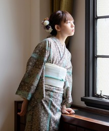 D489  振袖　ネイビー　花模様　正絹　着物　袷　極美品 アンティーク 着物 女性着物 | 通販・人気ランキング - 価格.com