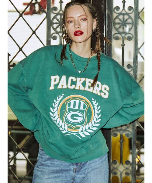 NFL（ナショナルフットボールリーグ　）の「【コラボ】NFL PACKERSプルオーバー【カレッジスウェット/トレーナー】（スウェット・レディース・グレー/ブラック/グリーン・MEDIUM）」の22枚目の写真