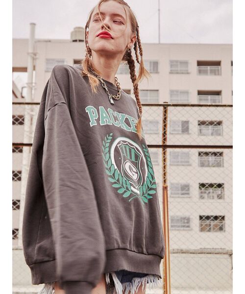 NFL（ナショナルフットボールリーグ　）の「【コラボ】NFL PACKERSプルオーバー【カレッジスウェット/トレーナー】（スウェット・レディース・グレー/ブラック/グリーン・MEDIUM）」の9枚目の写真