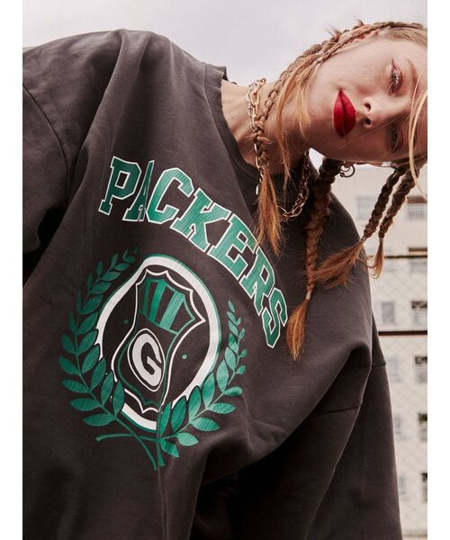 NFL（ナショナルフットボールリーグ　）の「【コラボ】NFL PACKERSプルオーバー【カレッジスウェット/トレーナー】（スウェット・レディース・グレー/ブラック/グリーン・MEDIUM）」の7枚目の写真