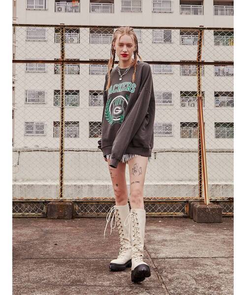 NFL（ナショナルフットボールリーグ　）の「【コラボ】NFL PACKERSプルオーバー【カレッジスウェット/トレーナー】（スウェット・レディース・グレー/ブラック/グリーン・MEDIUM）」の21枚目の写真