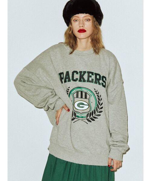 NFL（ナショナルフットボールリーグ　）の「【コラボ】NFL PACKERSプルオーバー【カレッジスウェット/トレーナー】（スウェット・レディース・グレー/ブラック/グリーン・MEDIUM）」の4枚目の写真