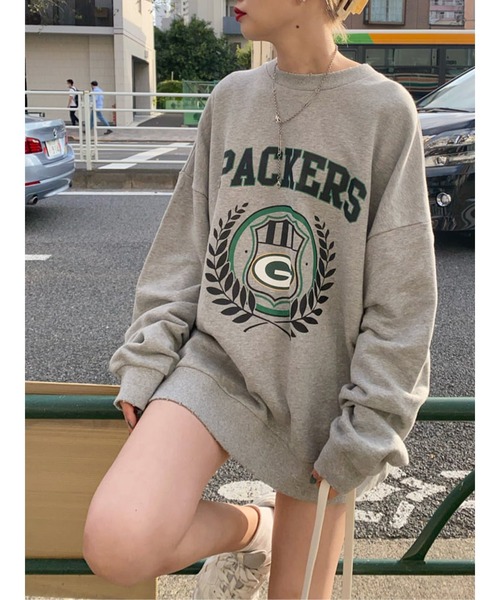NFL（ナショナルフットボールリーグ　）の「【コラボ】NFL PACKERSプルオーバー【カレッジスウェット/トレーナー】（スウェット・レディース・グレー/ブラック/グリーン・MEDIUM）」の3枚目の写真