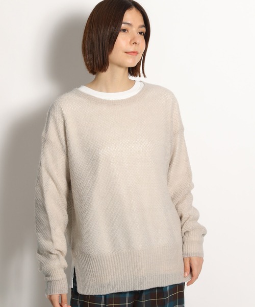 niko and...(ニコアンド)の「洗えるアルパカ混ボートネックニットプルオーバー(ニット/セーター・レディース・ベージュ/ピンク/ライトグリーン・FREE)」の2枚目の写真