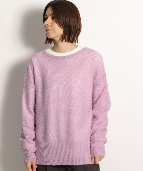 niko and...(ニコアンド)の「洗えるアルパカ混ボートネックニットプルオーバー(ニット/セーター・レディース・ベージュ/ピンク/ライトグリーン・FREE)」の1枚目の写真