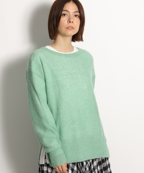 niko and...(ニコアンド)の「洗えるアルパカ混ボートネックニットプルオーバー(ニット/セーター・レディース・ベージュ/ピンク/ライトグリーン・FREE)」の3枚目の写真