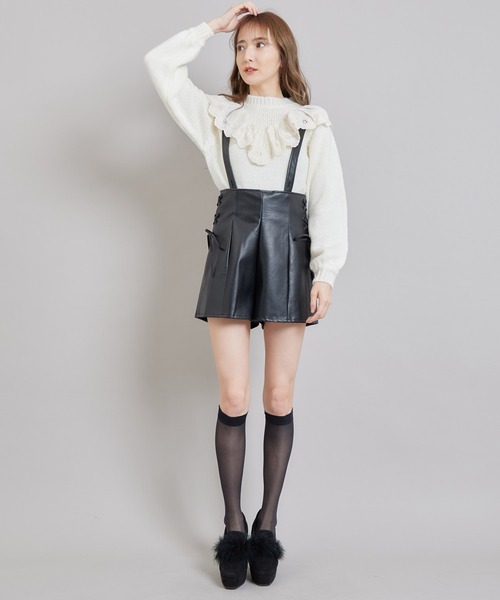 TITTY&CO.（ティティーアンドコー）の「コットンレースニットトップス（ニット/セーター・レディース・ベージュ/グレー/オフホワイト・FREE）」の13枚目の写真