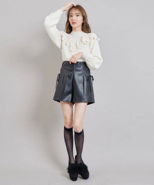 TITTY&CO.（ティティーアンドコー）の「コットンレースニットトップス（ニット/セーター・レディース・ベージュ/グレー/オフホワイト・FREE）」の7枚目の写真