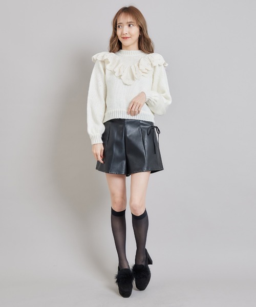 TITTY&CO.（ティティーアンドコー）の「コットンレースニットトップス（ニット/セーター・レディース・ベージュ/グレー/オフホワイト・FREE）」の11枚目の写真