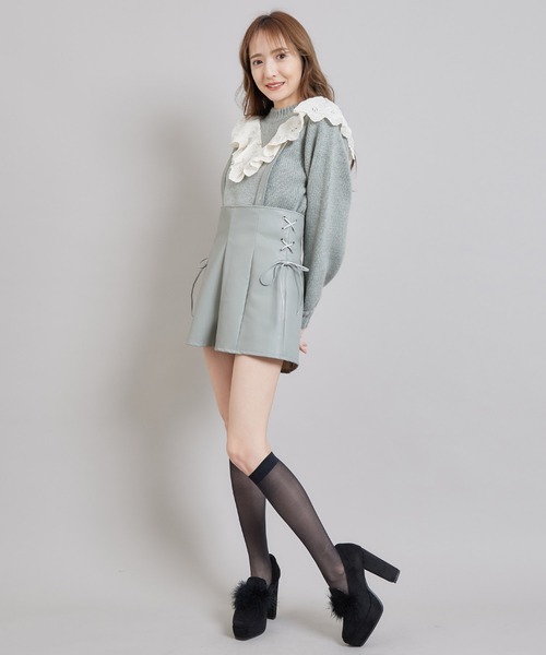 TITTY&CO.（ティティーアンドコー）の「コットンレースニットトップス（ニット/セーター・レディース・ベージュ/グレー/オフホワイト・FREE）」の8枚目の写真