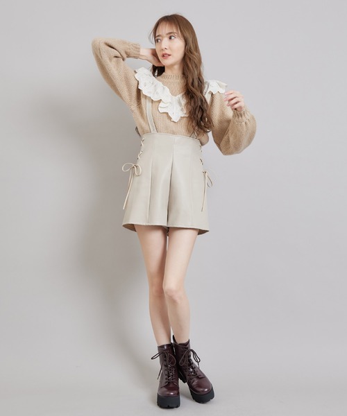 TITTY&CO.（ティティーアンドコー）の「コットンレースニットトップス（ニット/セーター・レディース・ベージュ/グレー/オフホワイト・FREE）」の6枚目の写真