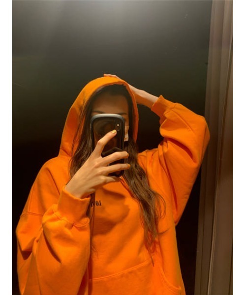 SLY（スライ）の「BIG SIZE HOODIE/ビッグサイズフーディー（パーカー・レディース・ライトブラック/オレンジ・FREE）」の21枚目の写真