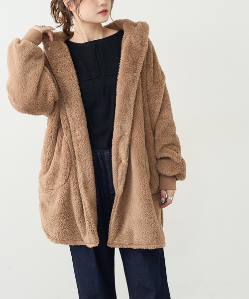 PUAL CE CIN（ピュアルセシン）の「【一部WEB限定】両面ボアコート（その他アウター・レディース・ライトグレー/ブラック/ベージュ/グリーン/アイボリー/ブルーグレー・FREE）」の5枚目の写真