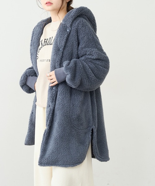 PUAL CE CIN（ピュアルセシン）の「【一部WEB限定】両面ボアコート（その他アウター・レディース・ライトグレー/ブラック/ベージュ/グリーン/アイボリー/ブルーグレー・FREE）」の4枚目の写真