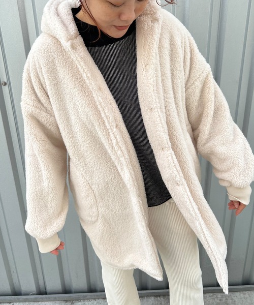 PUAL CE CIN（ピュアルセシン）の「【一部WEB限定】両面ボアコート（その他アウター・レディース・ライトグレー/ブラック/ベージュ/グリーン/アイボリー/ブルーグレー・FREE）」の15枚目の写真