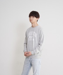 【BLUE STANDARD/ブルースタンダード】あったか裏起毛 プリントスウェット クルートレーナー