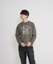 【BLUE STANDARD/ブルースタンダード】あったか裏起毛 プリントスウェット クルートレーナー