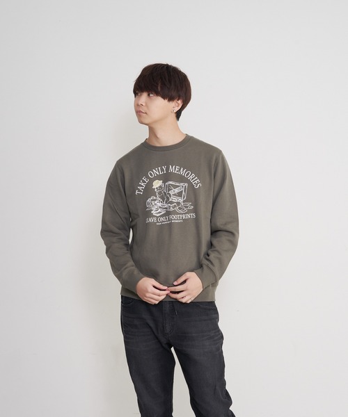 Blue Standard (ブルースタンダード)の「【BLUE STANDARD/ブルースタンダード】あったか裏起毛 プリントスウェット クルートレーナー(スウェット・メンズ・ホワイト/ブラック/ネイビー/カーキ/その他1/ホワイト系その他/ブラック系その他/杢グレー/グレー系その他/ワイン・MEDIUM/LARGE/X-LARGE)」の7枚目の写真