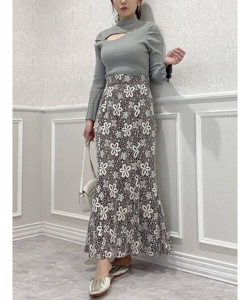 dazzlin（ダズリン）の「デコルテオープンリブニットトップス（ニット/セーター・レディース・グレー/ブラック/グリーン・FREE）」の12枚目の写真