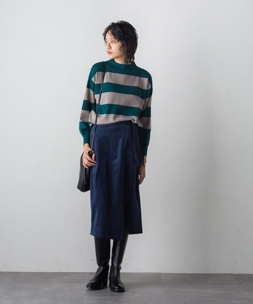 socolla(ソコラ)の「【socolla】ラップ風コーデュロイスカート(スカート・レディース・チャコールグレー/ネイビー/オフホワイト/ピンク・S/M)」の15枚目の写真