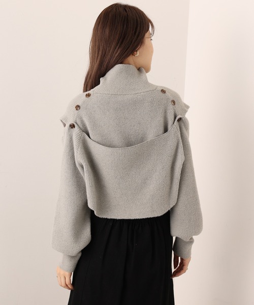 one after another NICE CLAUP(ワンアフターアナザーナイスクラップ)の「ボタンの位置で印象が変わる!肩ボタンハイネックニット(ニット/セーター・レディース・アイボリー/ブラック/グレー/ピンク・FREE)」の8枚目の写真