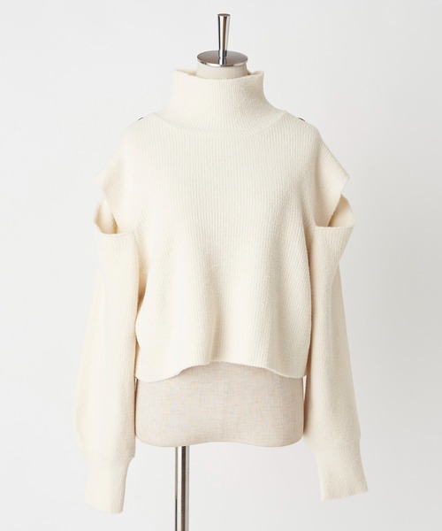 one after another NICE CLAUP(ワンアフターアナザーナイスクラップ)の「ボタンの位置で印象が変わる!肩ボタンハイネックニット(ニット/セーター・レディース・アイボリー/ブラック/グレー/ピンク・FREE)」の14枚目の写真
